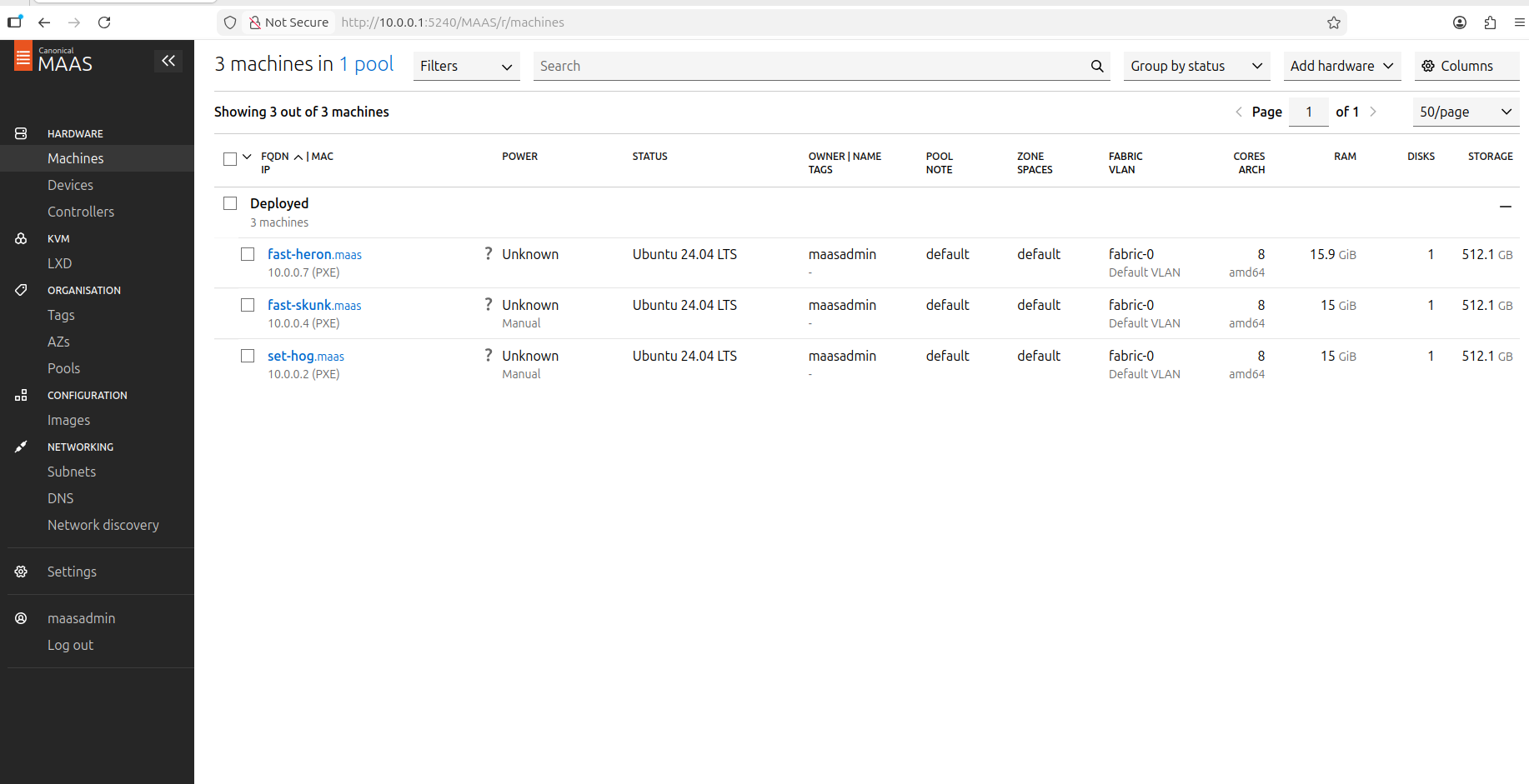 MAAS machines overview